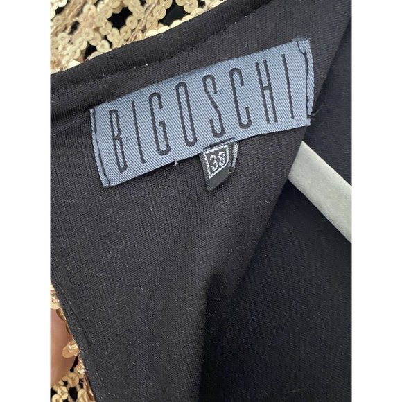 Bigoschi Women’s Gold Lattice Top Over Black Silky Bottom Formal Dress Size 38 - Picture 10 of 11